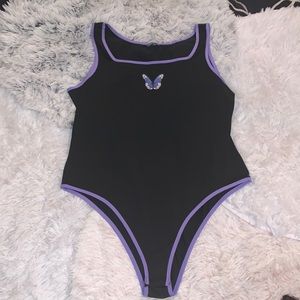 ✨WOMEN’S PLUS BUTTERFLY 🦋 PRINT CONTRAST BINDING TANK BODYSUIT